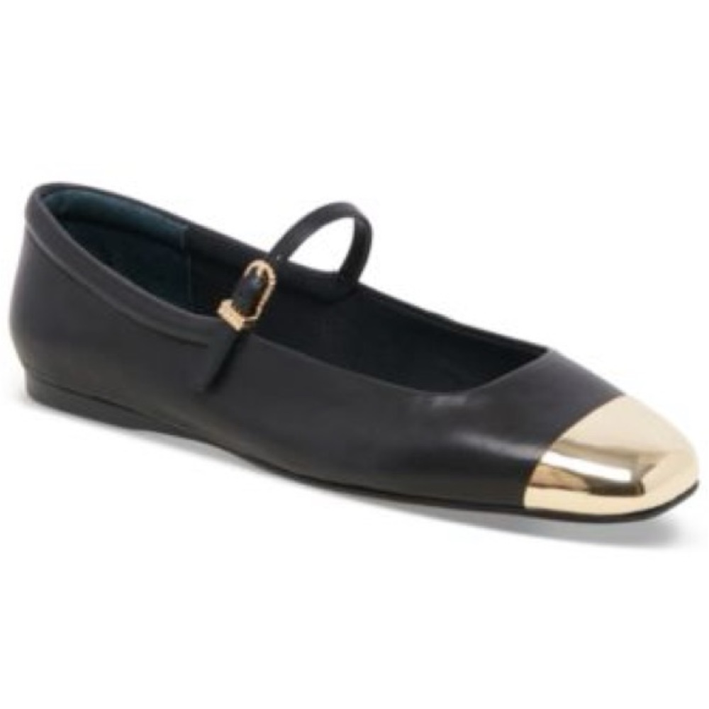Dolce Vita Black Flats with Gold Accent
